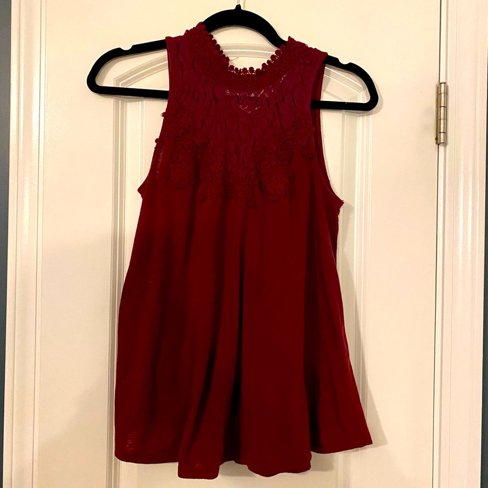 Maroon High Neck Tank Top